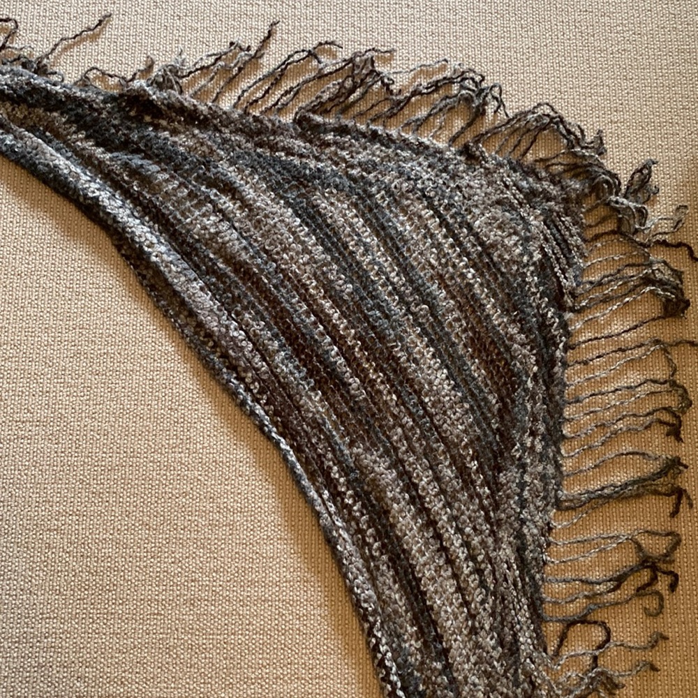 Urban Outfitters Grey Knitted Fringe Shawl/Scarf